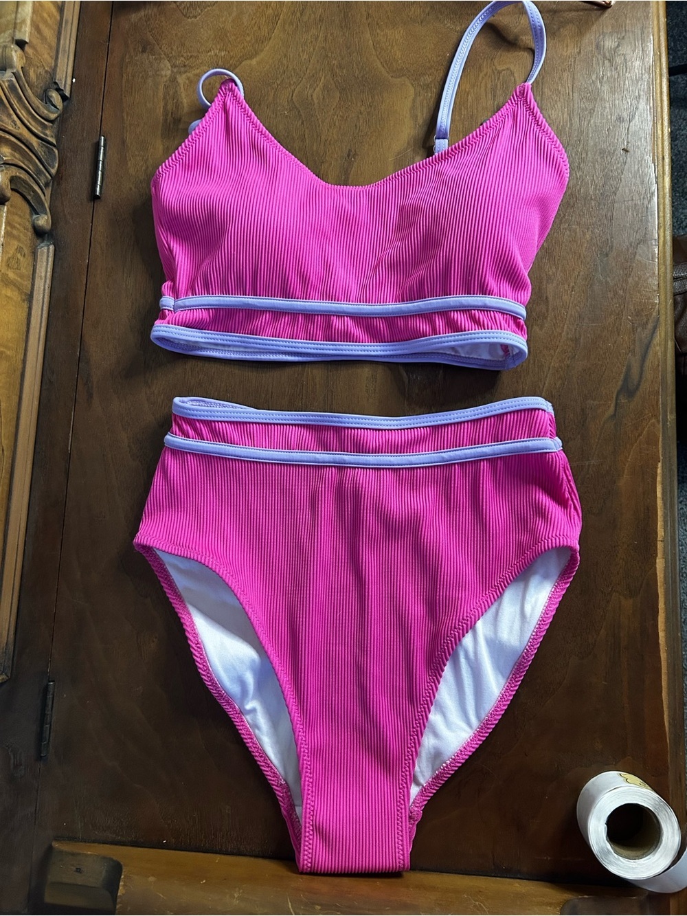 NWT BMJL Women's High Waisted Bikini Ribbed Two Piece Swimsuit, Size S - Picture 2 of 5